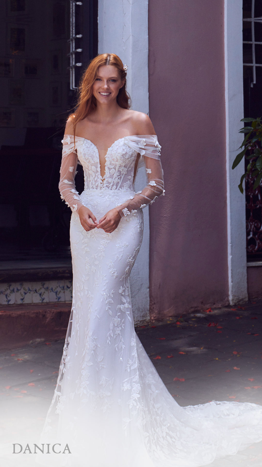 A-line wedding dresses with sleeves in elegant bridal settings